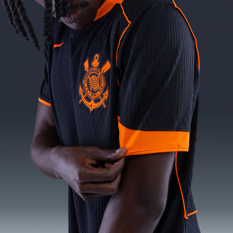 Camisa Corinthians Total 90 III 2025/26 Jogador Pro Masculina - Preto+Laranja