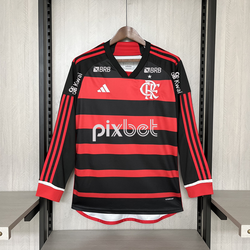 Camisa Manga Longa Com Patrocínio Do Flamengo I 24/25