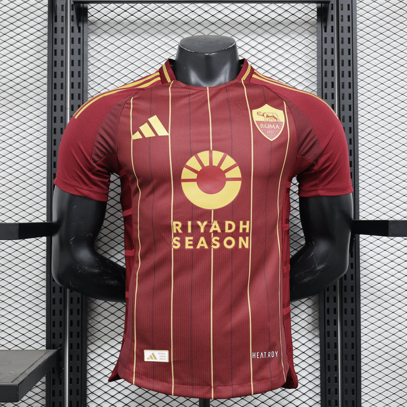 Camisa Roma Home 2024/25 Jogador Adidas Masculino - Vermelha e Amarela