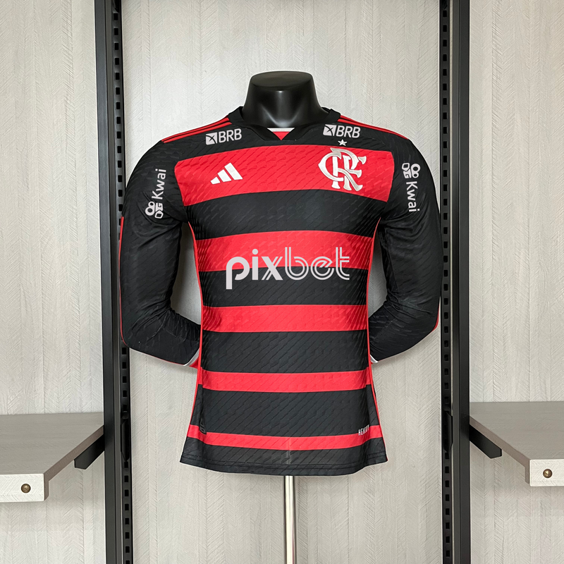 Camisa Jogador Manga Longa Com Patrocínio Do Flamengo I 24/25