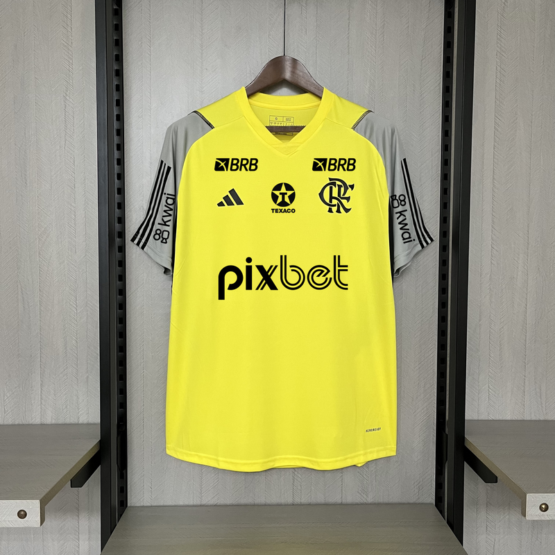 Camisa Com Patrocínio Do Flamengo Treino Amarelo 24/25