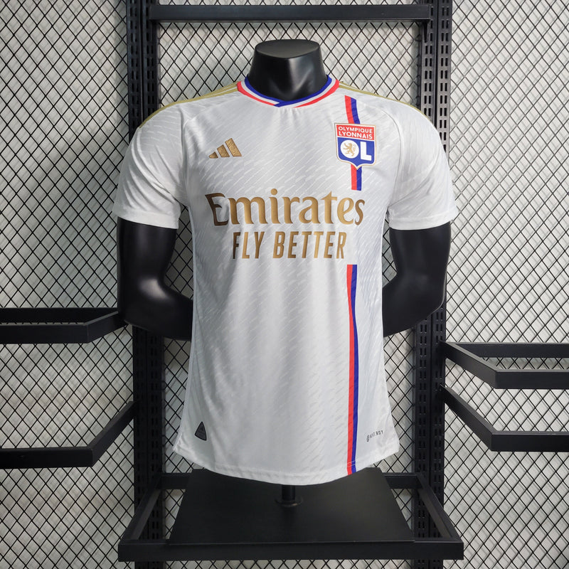 CAMISA VERSÃO PLAYER DO LYON 22/23 BRANCO E DOURADO