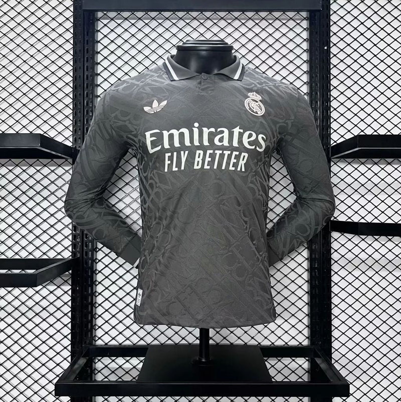 Camisa Jogador Manga Longa Do Real Madrid III Cinza 24/25