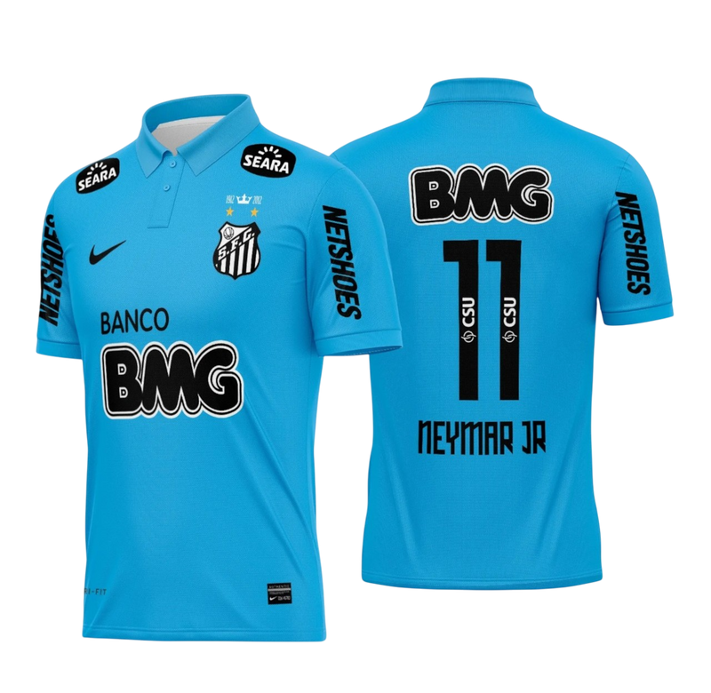 Camisa Retrô Do Santos Azul Turquesa Neymar Jr