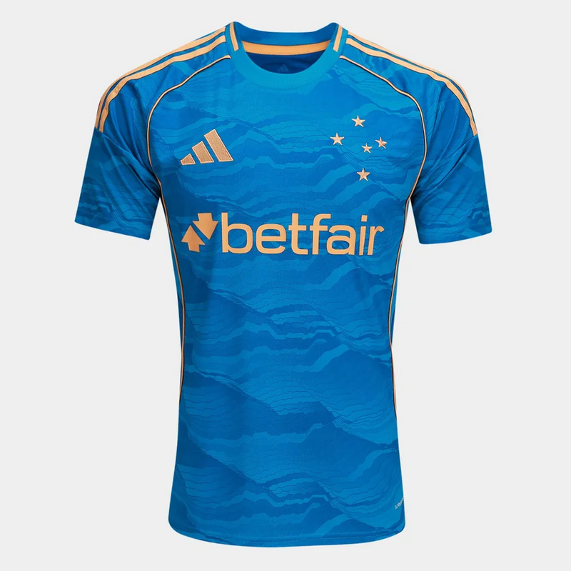 Camisa Cruzeiro Third 25/26 Torcedor Adidas Masculino - Azul e Dourado